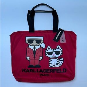Karl Lagerfeld Red Tote with Black Handles
